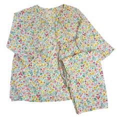 【母の日】高島クレープ花柄パジャマ　グリーン（M→L）