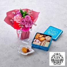 【母の日】生花　マザーズシュシュM＆＜パティスリーGIN NO MORI＞プティボワ 120サイズ