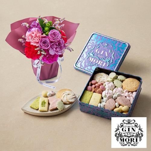 【母の日】生花　マザーズシュシュM＆＜パティスリーGIN NO MORI＞プティボワ 150Mother