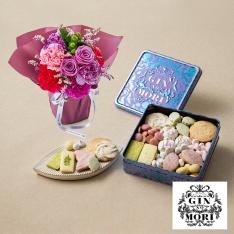 【母の日】生花　マザーズシュシュM＆＜パティスリーGIN NO MORI＞プティボワ 150Mother