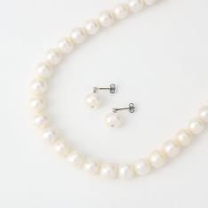 9mm淡水真珠ネックレス＆ピアス