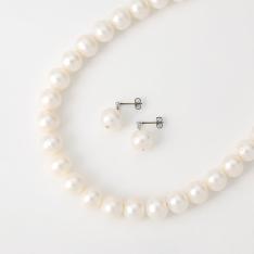 10mm淡水真珠ネックレス＆ピアス