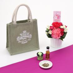 【母の日】アレンジ＆メゾンブレモンド1830　ジュートバッグ・ミニ調味料セット