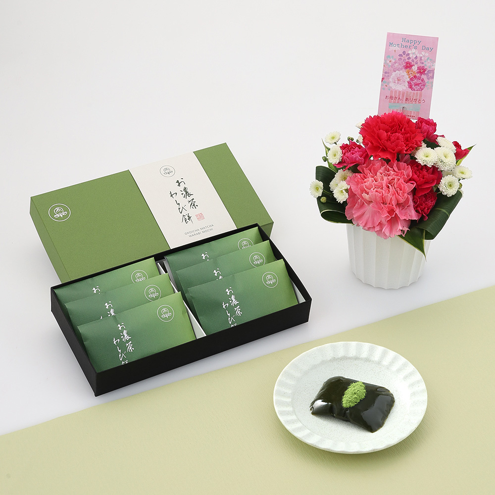 【母の日】アレンジ＆菓匠清閑院　お濃茶わらび餅6個入