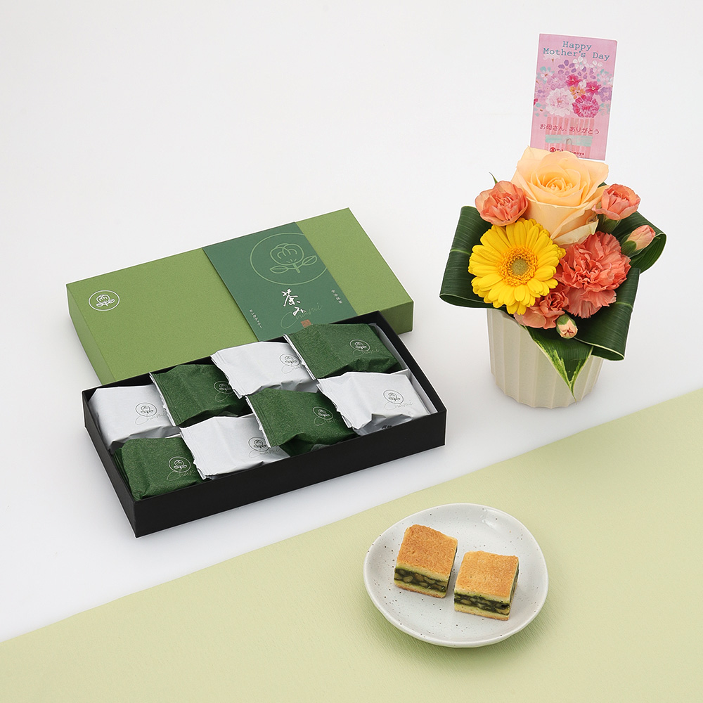 【母の日】アレンジ＆菓匠清閑院　宇治抹茶エンガディナー茶み　8個入