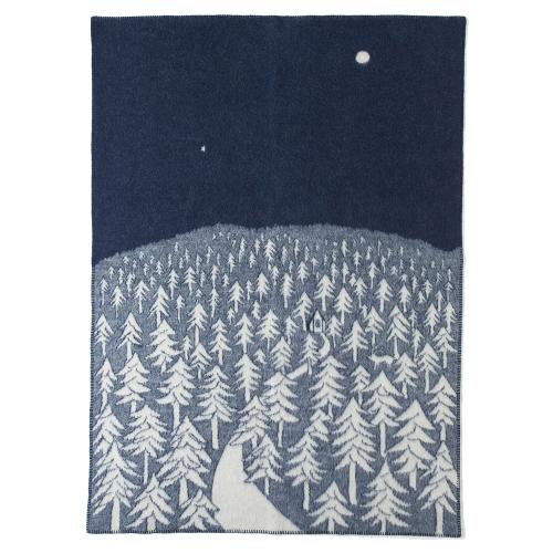 ウールシングルブランケット HOUSE IN THE FOREST ネイビー