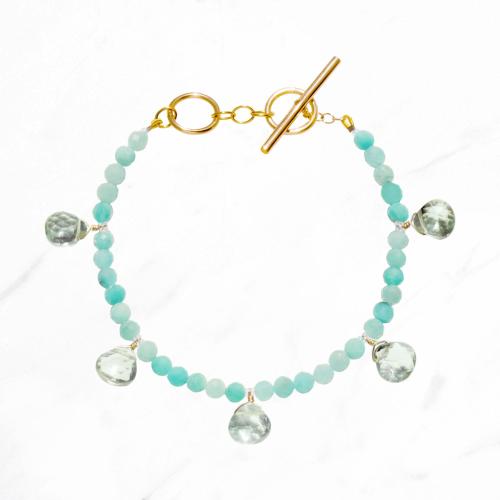 ポッピングストーンブレスレット グリーンアメシスト＆アマゾナイト