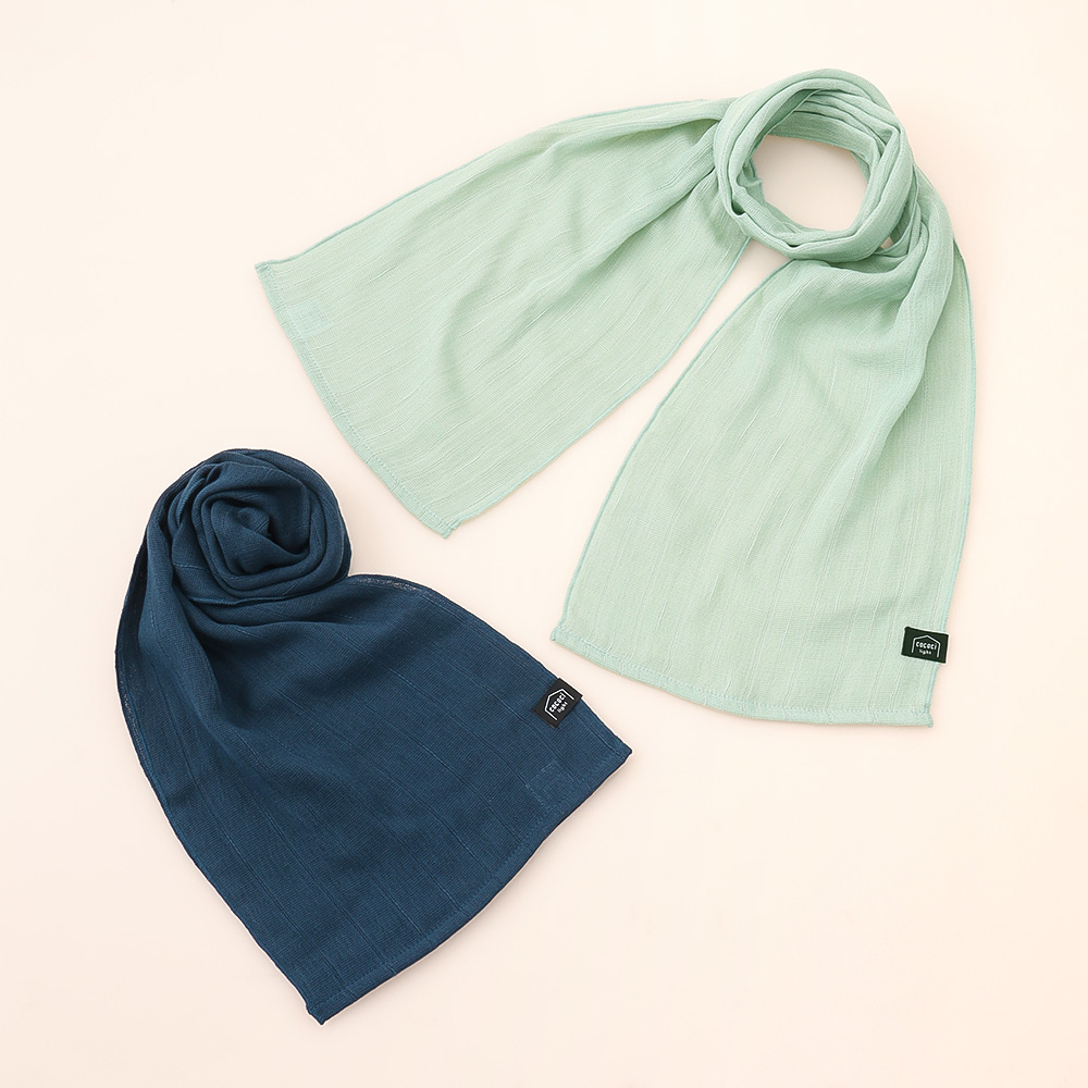 ガーゼマフラー　2枚セット　ネイビー・グリーン（ギフトBOX入り）