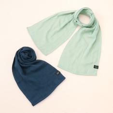 ガーゼマフラー　2枚セット　ネイビー・グリーン（ギフトBOX入り）