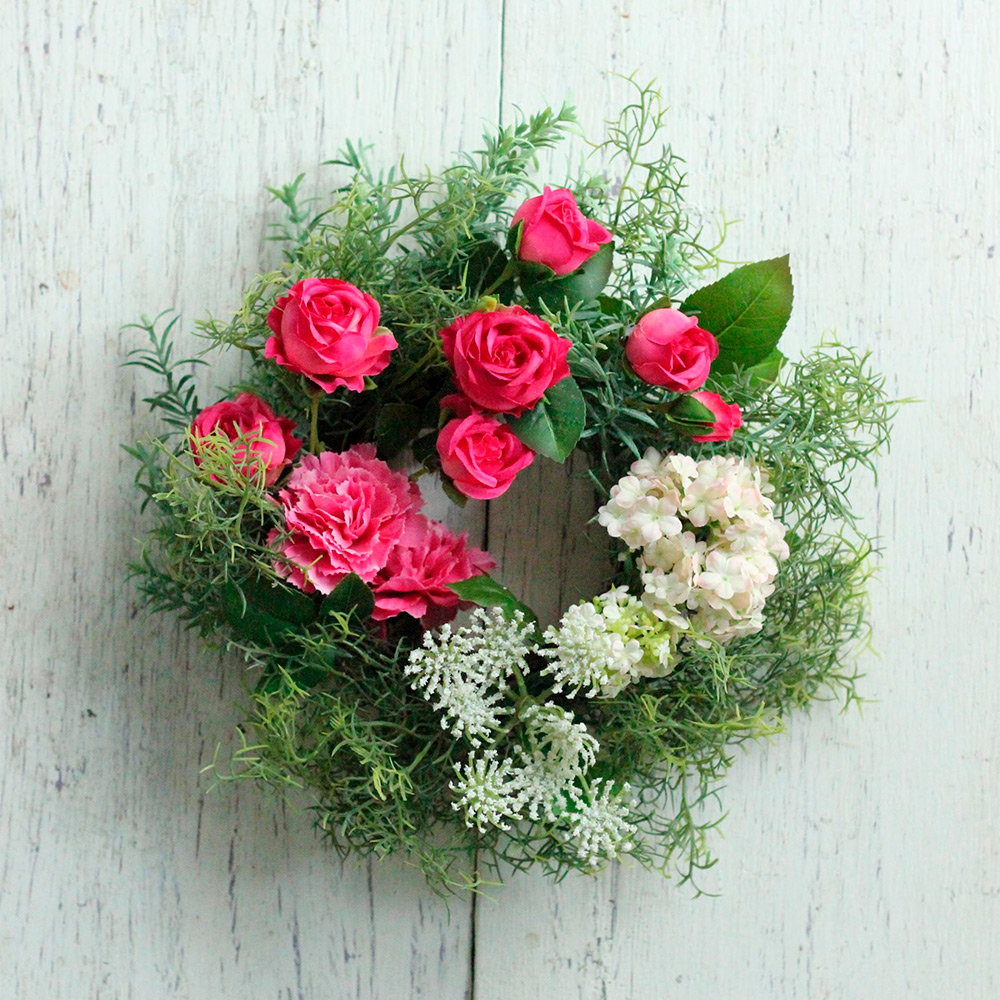 【母の日】＜ローヤル＆ルシエ＞フラワーリース（ブライトピンク）