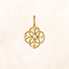 K18 レースフラワー バースストーンチャーム 4月（ダイヤモンド）