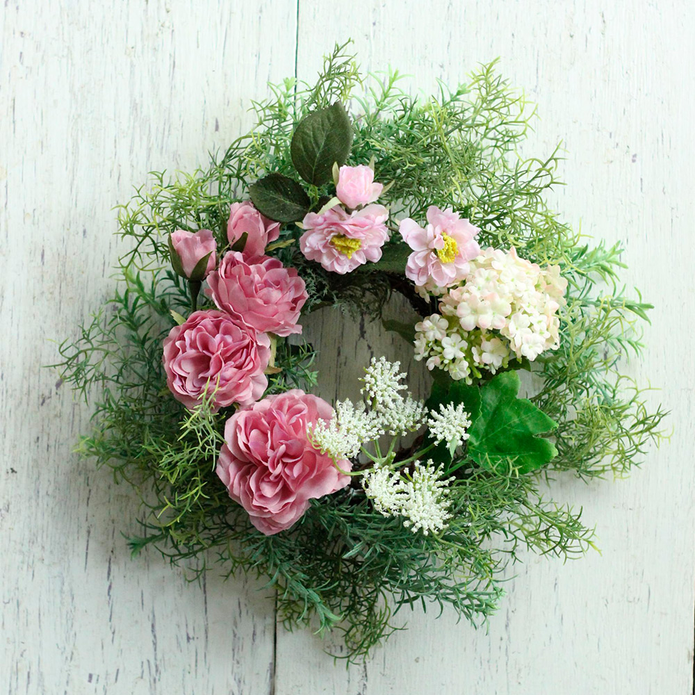 【母の日】＜ローヤル＆ルシエ＞フラワーリース（モーヴピンク）