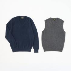 福袋 カシミヤ100% 紳士Vネックセーター&ベスト M→L