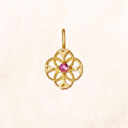 K18 レースフラワー バースストーンチャーム 10月(トルマリン)