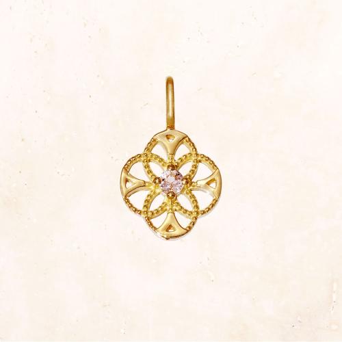 K18 レースフラワー バースストーンチャーム 11月（インペリアルトパーズ）