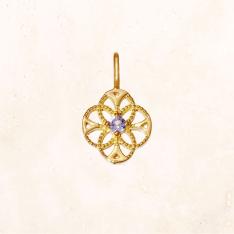 K18 レースフラワー バースストーンチャーム 12月（タンザナイト）