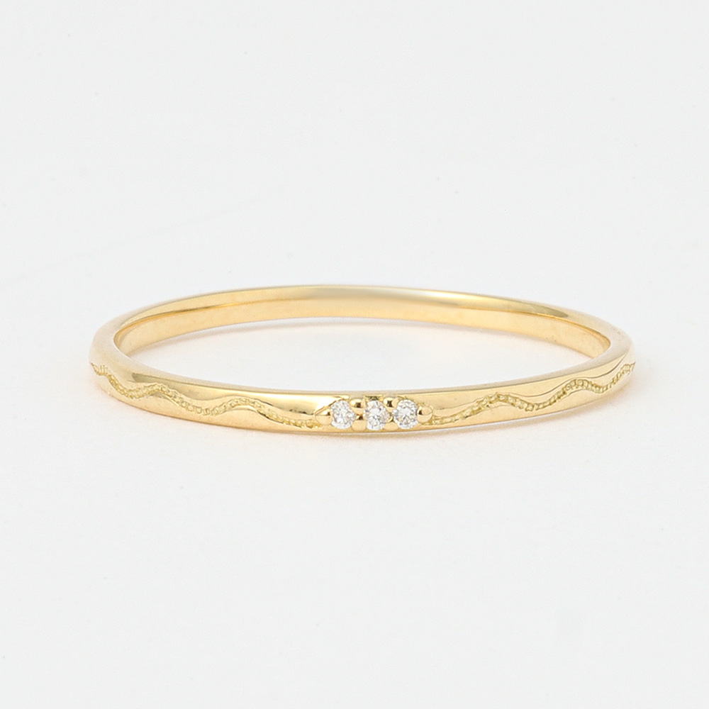 K18 ダイヤリング「黄金の細波」