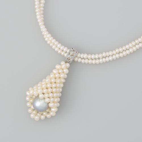 淡水パール2連トップ付ペンダント