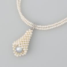 淡水パール2連トップ付ペンダント