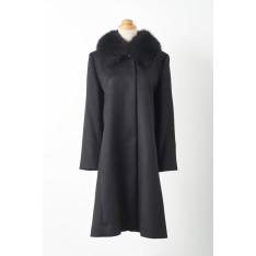 ブルーフォックス襟付き　カシミヤ100％コート・比翼仕立て（着丈：98cm）7号→13号