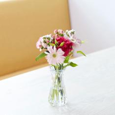 季節のおまかせブーケとガラス花瓶ギフト