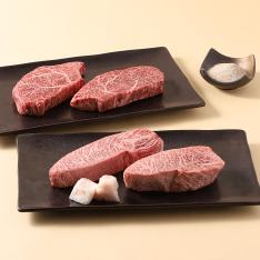 松阪牛ステーキ2種セット 贈答用木箱入り