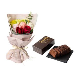 フリルブーケカラフル8本&銀座千疋屋 銀座チョコパウンドケーキ