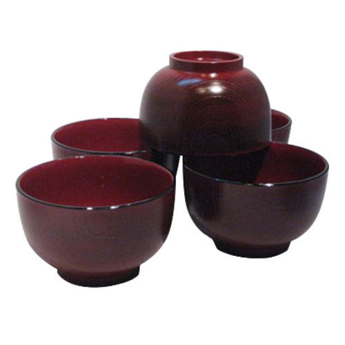 山中塗 大椀揃 木目 5客