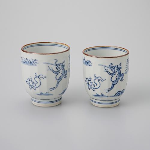壹楽窯 染付高山寺 組湯呑