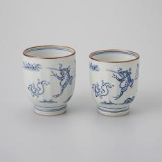 壹楽窯　染付高山寺　組湯呑