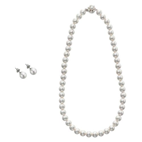 ［ロイヤルペルルセット］貝パールネックレス／ピアス　2点セット