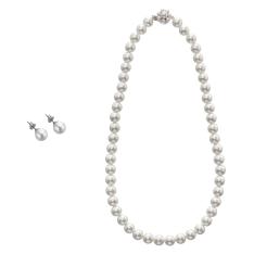 ［ロイヤルペルルセット］貝パールネックレス／ピアス　2点セット