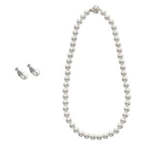 高島屋 パール 真珠 ネックレス シルバー金具 SILVER シルバー925 パールネックレス グレー スワロフスキーパール