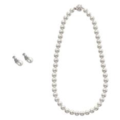 ［ロイヤルペルルセット］貝パールネックレス／イヤリング　2点セット