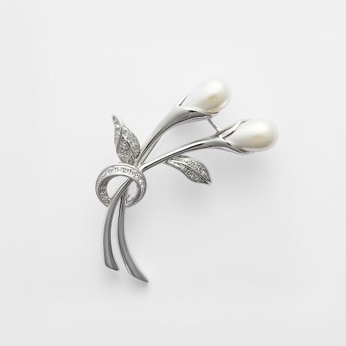 貝パール カラーブローチ