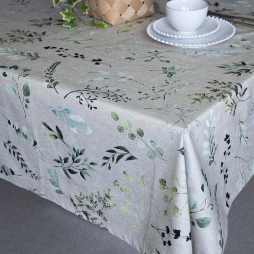 ＜ブルックホーム＞リーフ柄テーブルクロス（150cm→250cm）