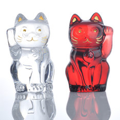 まねき猫 クリア&レッド セット