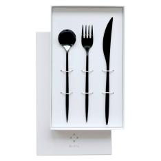 SUGATA 3本セット Black（ナイフ・フォークLarge・スプーンLarge 各1本）