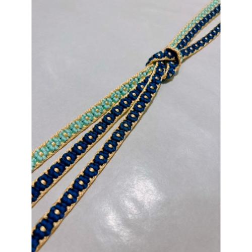 ＜三華苑＞小桜組帯締め（紺×ミント）