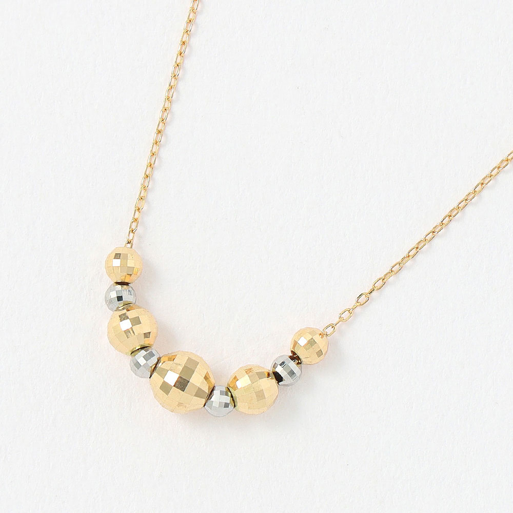 K18／K18WGミラーボールグラデーションネックレス