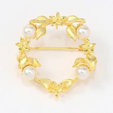 SVアコヤ真珠リースブローチ