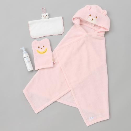 バスポンチョ+ミルクローションセット (ピンク)