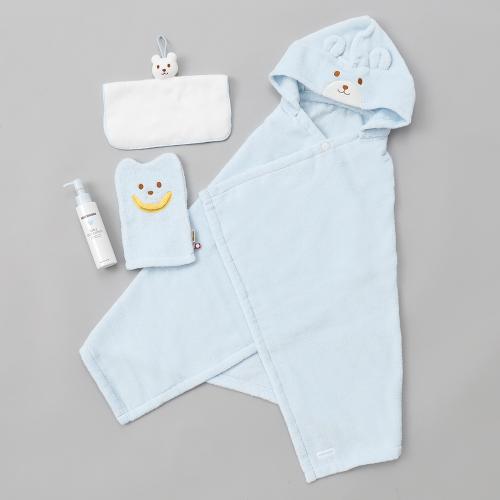 バスポンチョ+ミルクローションセット (ブルー)