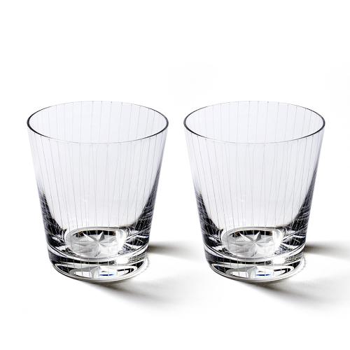 江戸切子 立縞紋 オールドグラスペア 透き