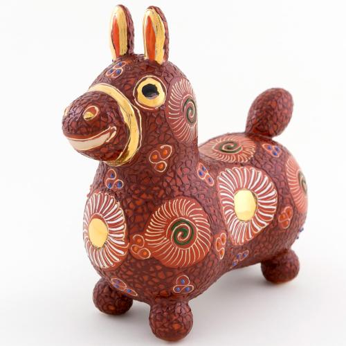 双仙作 デコ盛赤花文