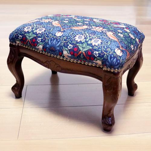 ＜ファブリックバイベストオブモリス＞フットスツール　ブルー系