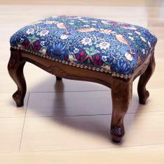 ＜ファブリックバイベストオブモリス＞フットスツール　ブルー系