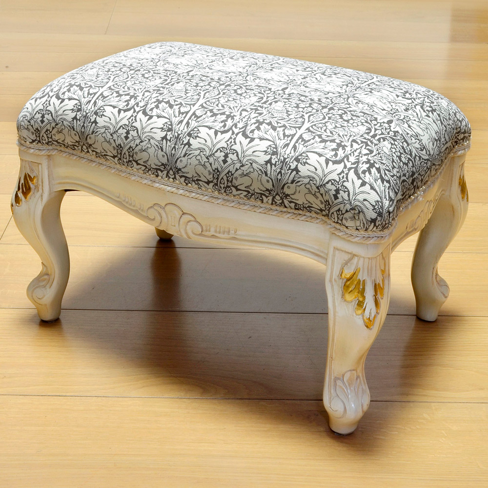 ＜ファブリックバイベストオブモリス＞ホワイトフットスツール