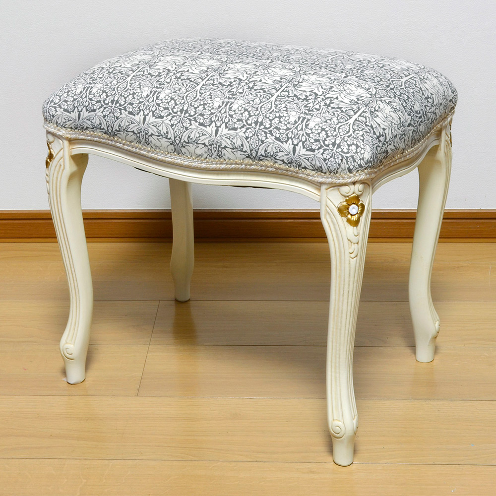 ＜ファブリックバイベストオブモリス＞ホワイトスツール