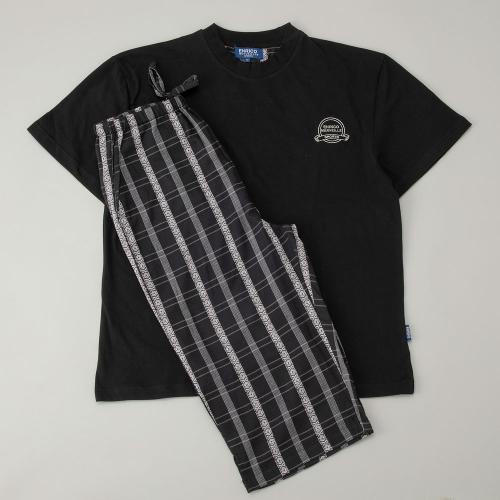 紳士半袖丸首天竺カットソー＆七分パンツ パジャマ M→L